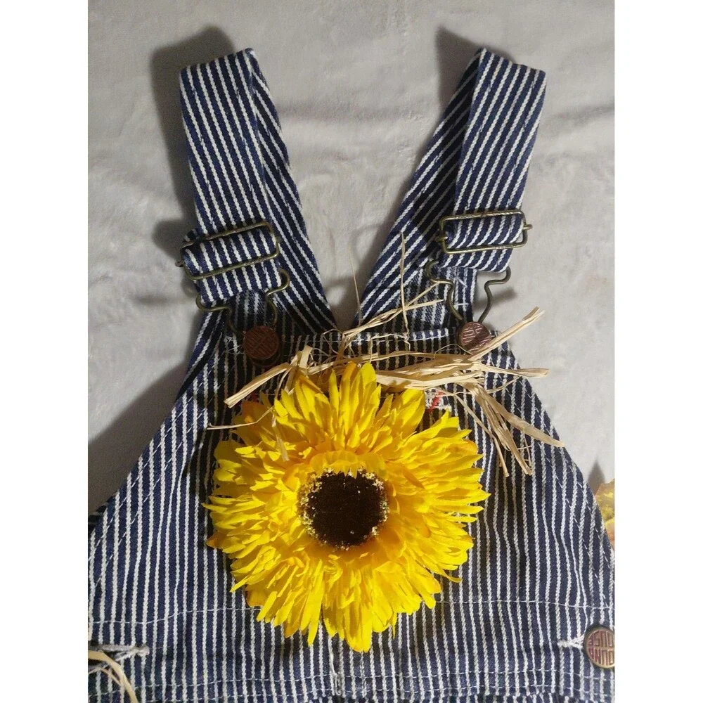 2t Round House overalls Striped Homemade Scarecrow Halloween And Fallfest Outfit
